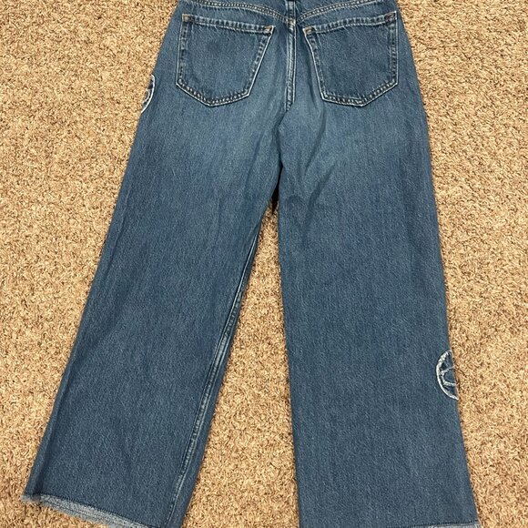 GAP Kids Low Rise Stride Wide-Leg Jeans, Sz 14, Denim With Bows - Picture 5 of 9
